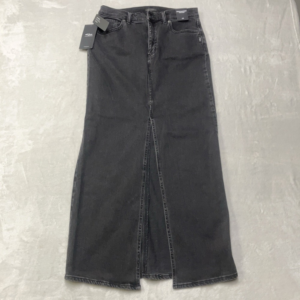 NWT Silver Jeans Black Denim‎ Maxi Skirt High Rise Fit 30" Waist Hippie Western